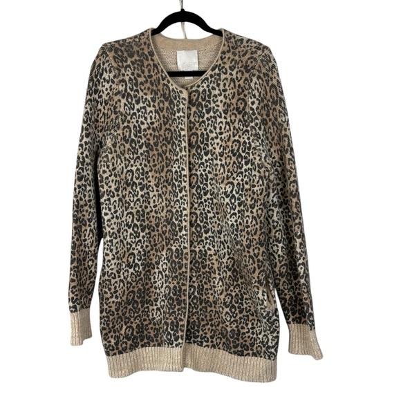 Leopard Print Long Cardigan Sweater Women’s Knit Retro Y2K Indie Boho Glam Wool - Picture 1 of 11